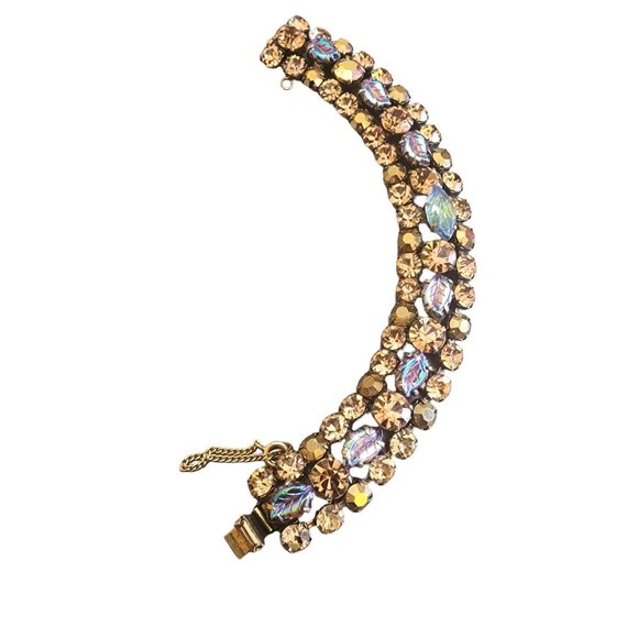 Vintage Signed Regency Sapphirine & Rhinestone Bracelet (A2585)